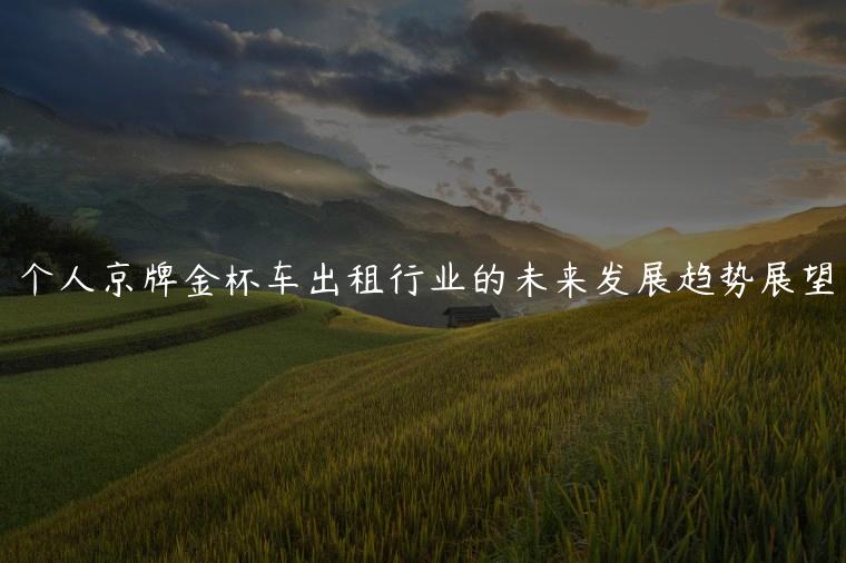 个人京牌金杯车出租行业的未来发展趋势展望
