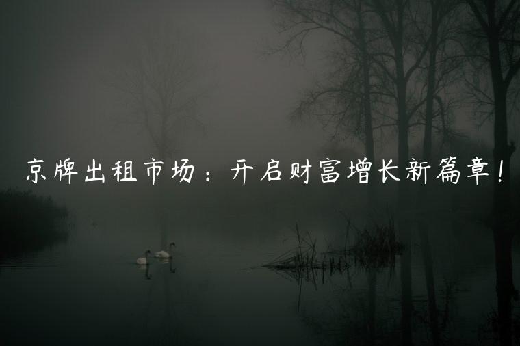 京牌出租市场：开启财富增长新篇章！