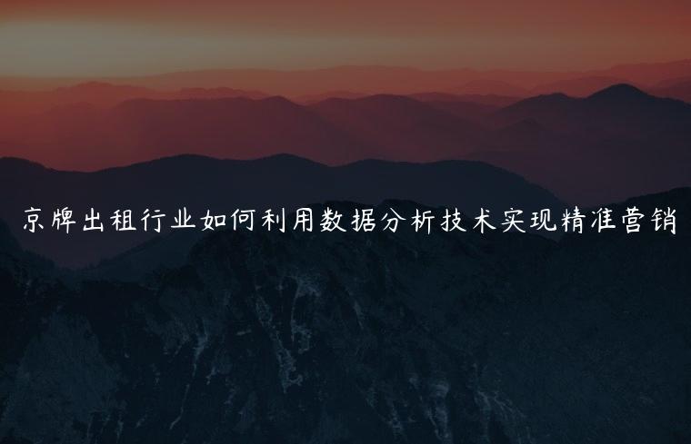 京牌出租行业如何利用数据分析技术实现精准营销