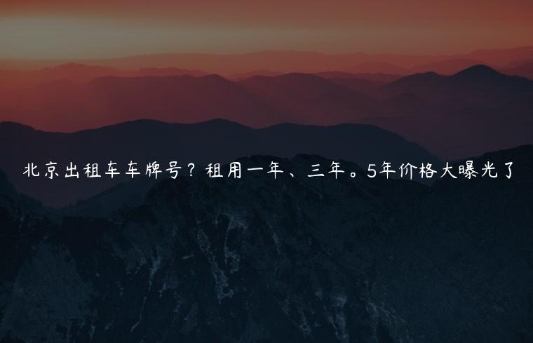 北京出租车车牌号？租用一年、三年。5年价格大曝光了
