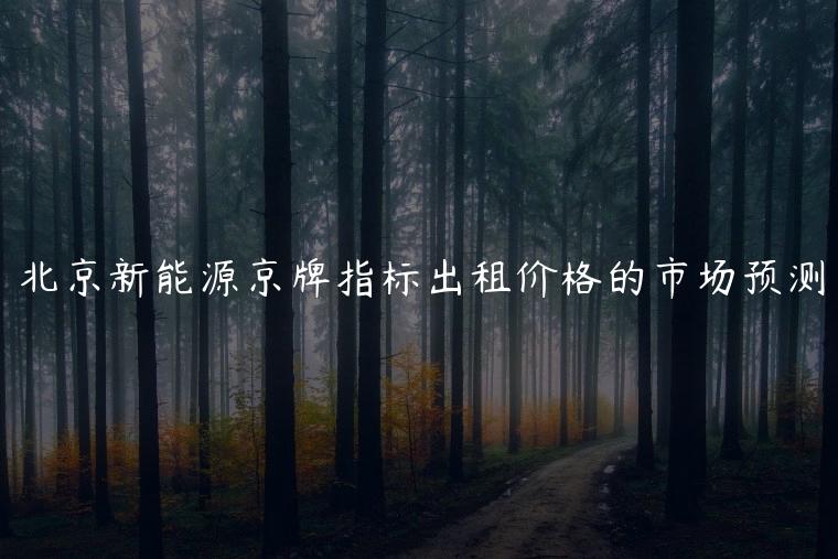 北京新能源京牌指标出租价格的市场预测