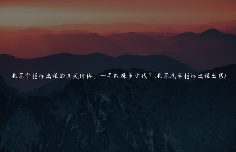 北京个指标出租的真实价格，一年能赚多少钱？(北京汽车指标出租出售)
