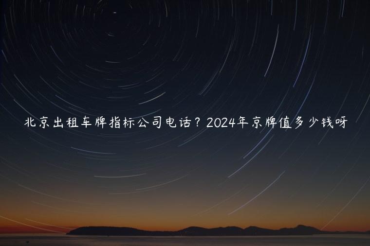 北京出租车牌指标公司电话？2024年京牌值多少钱呀