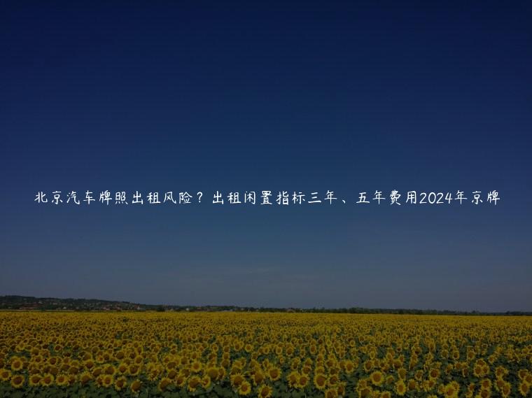 北京汽车牌照出租风险？出租闲置指标三年、五年费用2024年京牌