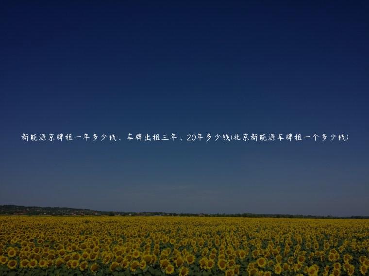 新能源京牌租一年多少钱、车牌出租三年、20年多少钱(北京新能源车牌租一个多少钱)