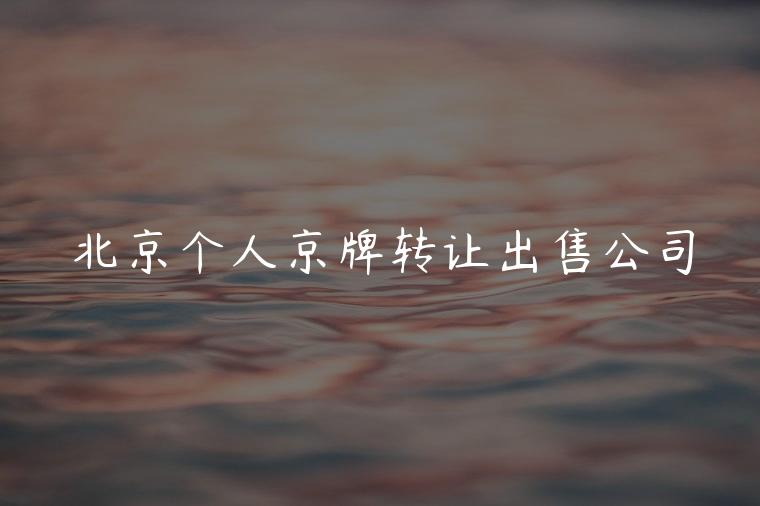 北京个人京牌转让出售公司