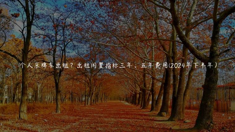 个人京牌车出租？出租闲置指标三年、五年费用(2024年下半年）