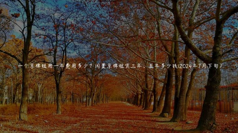 一个京牌租用一年费用多少？闲置京牌租赁三年、五年多少钱(2024年7月下旬）