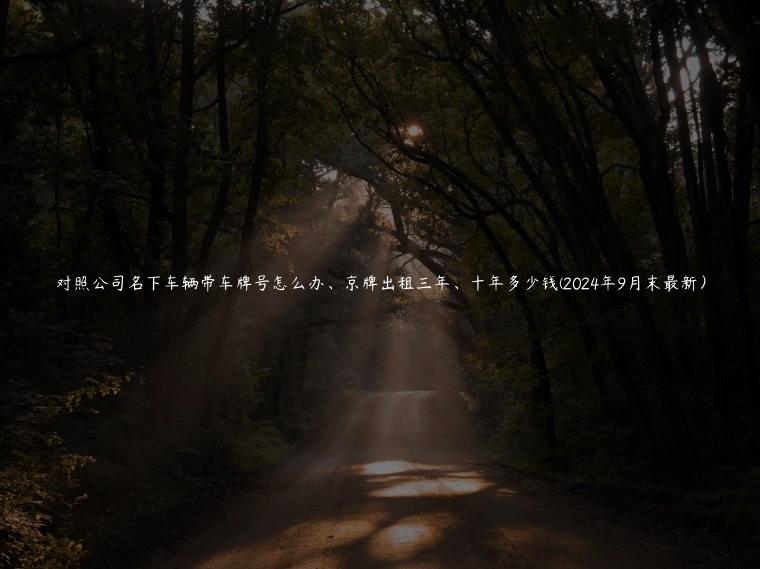 对照公司名下车辆带车牌号怎么办、京牌出租三年、十年多少钱(2024年9月末最新）