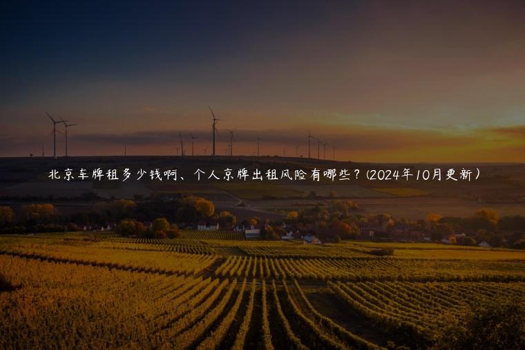 北京车牌租多少钱啊、个人京牌出租风险有哪些？(2024年10月更新）