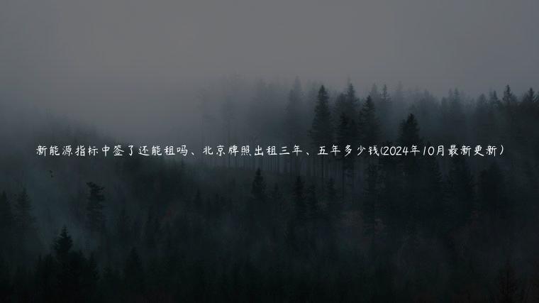 新能源指标中签了还能租吗、北京牌照出租三年、五年多少钱(2024年10月最新更新）
