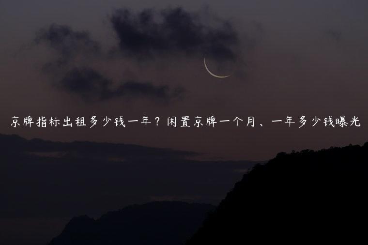 京牌指标出租多少钱一年？闲置京牌一个月、一年多少钱曝光