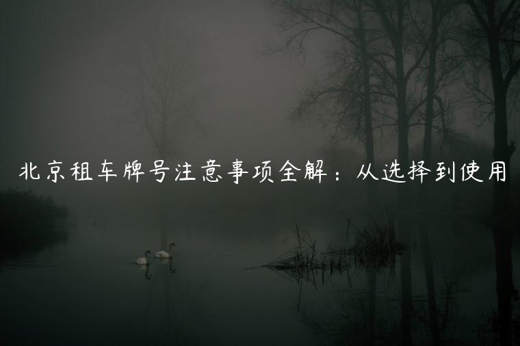北京租车牌号注意事项全解：从选择到使用