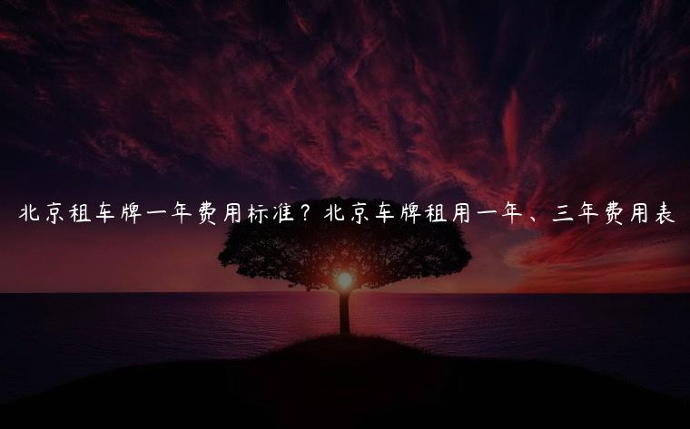 北京租车牌一年费用标准？北京车牌租用一年、三年费用表