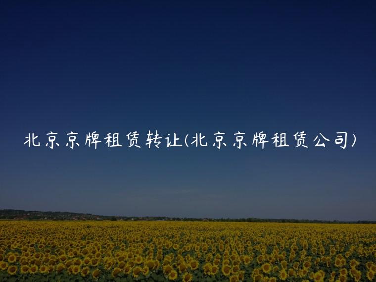 北京京牌租赁转让(北京京牌租赁公司)