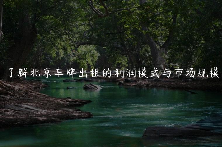 了解北京车牌出租的利润模式与市场规模