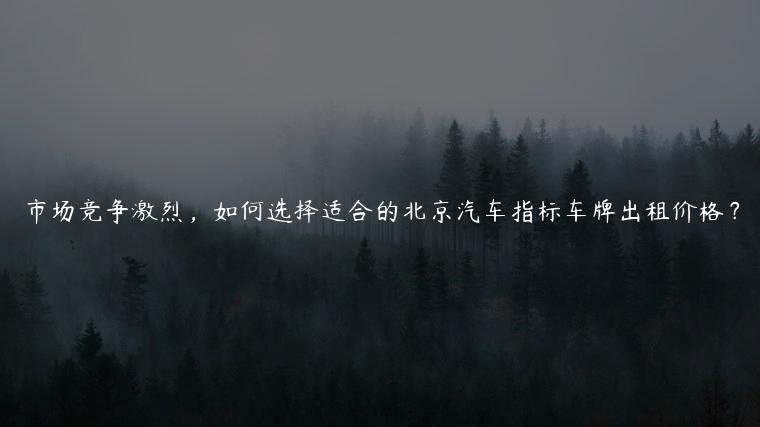 市场竞争激烈，如何选择适合的北京汽车指标车牌出租价格？