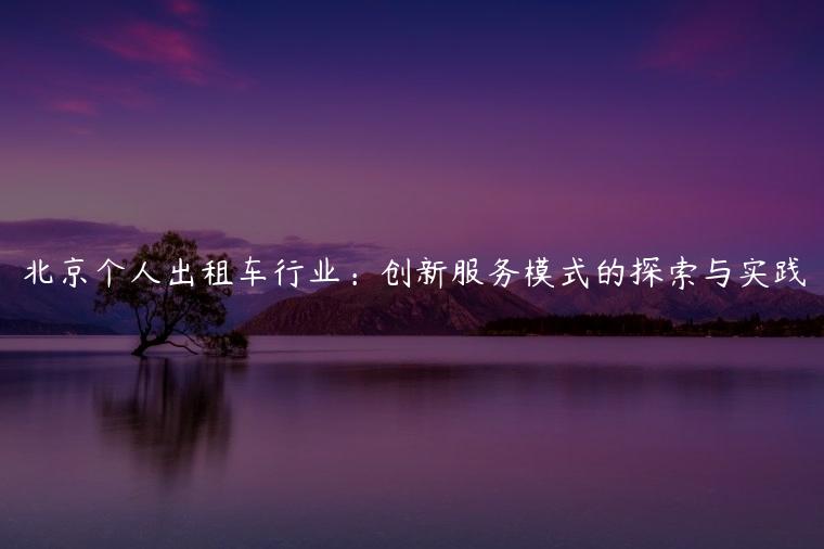 北京个人出租车行业：创新服务模式的探索与实践