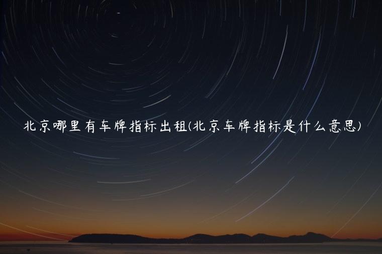 北京哪里有车牌指标出租(北京车牌指标是什么意思)