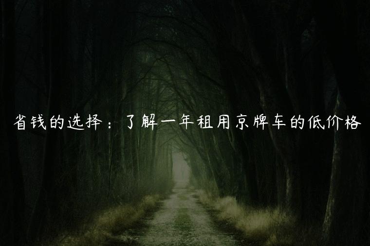 省钱的选择：了解一年租用京牌车的低价格